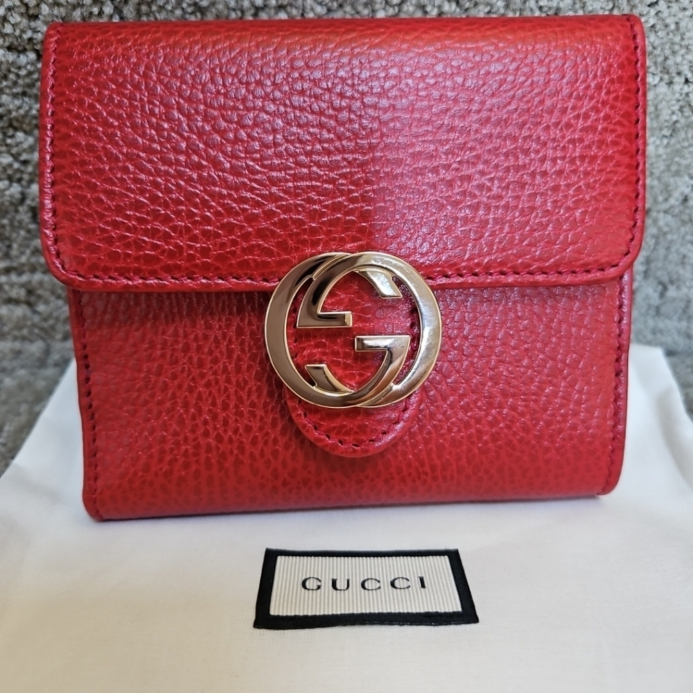 Gucci Wallet Red Calf Leather